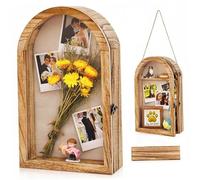 Petite boîte à Ombre, Cadre de boîte à Ombre en Bois, vitrine 3D arquée avec Couvercle en Acrylique, Petite pour Photos, médailles, Bouquets de Mariage - Bois Naturel, 16, 3 x 9, 84 Pouces