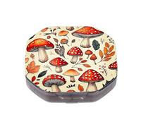 Petite boîte à pilules à 4 compartiments, style rétro en forme de champignon rouge, étanche, durable, organisateur de pilules de voyage, pilulier de voyage quotidien portable pour vitamines, huile de