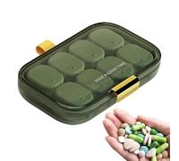 Petite boîte à pilules - Boîte à pilules avec 4 compartiments | Boîte à pilules à fermeture solide | Pilulier mensuel | Distributeur portable avec cordon en silicone pour pilules, huile de foie de