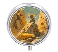 Petite boîte à pilules de voyage à 3 compartiments avec miroir résistant à l'humidité, boîte à pilules pour fromage, organiseur de médicaments rond
