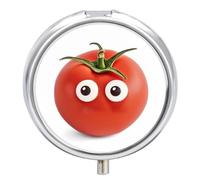 Petite boîte à pilules de voyage à 3 compartiments avec miroir résistant à l'humidité, étui à pilules « I Love You from My Head Tomates » portable de poche pour médicaments Boîte de rangement ronde