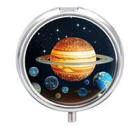 Petite boîte à pilules phosphorescente avec système solaire planète à 3 compartiments - Pilulier de voyage portable avec design anti-mélange - Facile à récupérer - Médicaments, vitamines et