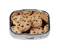 Petite boîte à pilules portable à 2 compartiments en métal pour vitamines, biscuits, aliments, pépites de chocolat, biscuits, pilulier de voyage pour sac à main