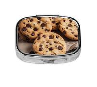 Petite boîte à pilules portable à 2 compartiments en métal pour vitamines, boîte à pilules mignonne aux pépites de chocolat, biscuits, pilulier de voyage pour sac à main