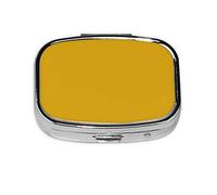 Petite boîte à pilules portable à 2 compartiments en métal pour vitamines - Jaune moutarde - Pour sac à main