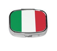 Petite boîte à pilules portable à 2 compartiments en métal pour vitamines - Joli drapeau italien - Pilulier de voyage pour sac à main
