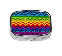 Petite boîte à pilules portable à 2 compartiments en métal pour vitamines - Joli motif arc-en-ciel Gay Pride - 1 pilulier de voyage pour sac à main