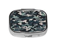 Petite boîte à pilules portable à 2 compartiments en métal pour vitamines - Joli motif camouflage abstrait - Pilulier de voyage pour sac à main