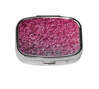 Petite boîte à pilules portable à 2 compartiments en métal pour vitamines - Joli pilulier 3D rose pailleté pour sac à main