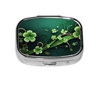Petite boîte à pilules portable à 2 compartiments en métal pour vitamines - Joli pilulier de voyage pour la Saint-Patrick - Pour sac à main