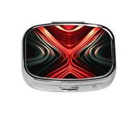 Petite boîte à pilules portable à 2 compartiments en métal pour vitamines - Jolie ligne rouge - Pilulier de voyage pour sac à main