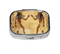 Petite boîte à pilules portable à 2 compartiments en métal pour vitamines, organisateur de pilules de voyage en Égypte antique pour sac à main
