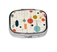 Petite boîte à pilules portable à 2 compartiments en métal pour vitamines, organisateur de pilules mignon et moderne du milieu du siècle pour sac à main