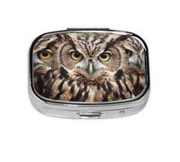 Petite boîte à pilules portable à 2 compartiments en métal pour vitamines - Organisateur de pilules mignon en forme de hibou et oiseaux - Pilulier de voyage pour sac à main