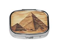 Petite boîte à pilules portable à 2 compartiments en métal pour vitamines, organiseur de pilules mignon vintage grande pyramide égyptienne pour sac à main poche