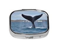 Petite boîte à pilules portable à 2 compartiments en métal pour vitamines, organiseur de voyage en forme de queue de baleine pour sac à main