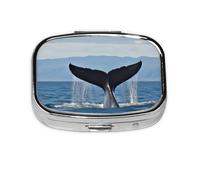 Petite boîte à pilules portable à 2 compartiments en métal pour vitamines, organiseur de voyage en forme de queue de baleine pour sac à main