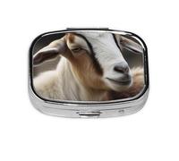 Petite boîte à pilules portable à 2 compartiments en métal pour vitamines - Organiseur de voyage en forme de chèvre - Pour sac à main