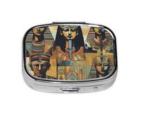 Petite boîte à pilules portable à 2 compartiments en métal pour vitamines, organiseur mignon de la série Tribu de l'Égypte ancienne pour sac à main