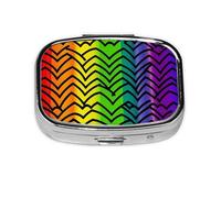 Petite boîte à pilules portable à 2 compartiments en métal pour vitamines, organiseur mignon motif arc-en-ciel Gay Pride pour sac à main