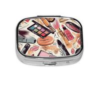 Petite boîte à pilules portable à 2 compartiments en métal pour vitamines, organiseur mignon pour cosmétiques et maquillage - Pilulier de voyage pour sac à main