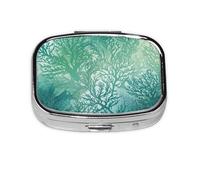 Petite boîte à pilules portable à 2 compartiments en métal pour vitamines, organiseur mignon vert et bleu marine pour sac à main