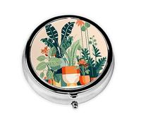 Petite boîte à pilules portable en forme de plante verte de dessin animé, 3 compartiments, peut être mise dans un portefeuille, une poche, légère et pratique, mini boîte à pilules ronde