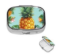Petite boîte à pilules pour poche et sac à main, pilulier portable, joli organisateur de médicaments, ananas tropical, pilulier de voyage pour vitamines et huiles de poisson