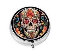Petite boîte à pilules pour poche et sac à main, pilulier portable, joli organisateur de médicaments coloré, tête de mort, pilulier de voyage pour vitamines et huiles de poisson