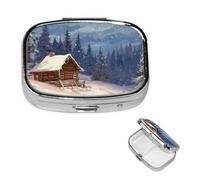 Petite boîte à pilules pour poche et sac à main, pilulier portable, joli organisateur de médicaments cabine dans les bois, pilulier de voyage pour vitamines et huiles de poisson