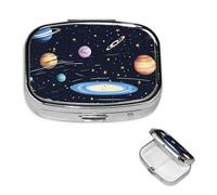 Petite boîte à pilules pour poche et sac à main, pilulier portable, joli organisateur de médicaments - Pilulier de voyage solaire familial pour vitamines et huiles de poisson