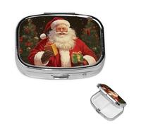 Petite boîte à pilules pour poche et sac à main, pilulier portable, joli organisateur de médicaments, Père Noël, pilulier de voyage pour vitamines et huiles de poisson