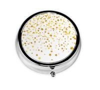 Petite boîte à pilules ronde imprimée avec étoiles et pois de rêve - Idéal pour les poches, les sacs à main et les voyages.