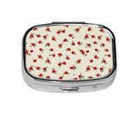 Petite boîte à pilules vintage en métal avec 2 compartiments pour vitamines et médicaments Motif roses rouges