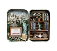 Petite boîte à souvenirs - 10 x 6 x 2,5 cm US 250e scène patriotique 2D Décoration de bureau | Boîte décorative américaine 1776-2026 | Pièce commémorative d'inspiration vintage pour maison, chambre