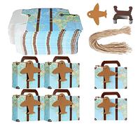 Petite Boite Cadeau 50 Pièces Boîtes Dragée en Dforme de Valisettes, Bonbonnière Boîte à Dragées Mariage, Boite de Bonbons avec étiquettes pour Mariage, Anniversaire, Baptême (Bleu + avion)