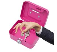Petite boîte de d'argent - Boîte de sécurité avec serrure à clé, mini coffre-fort, caisse en métal,Coffre-fort d'argent, en métal, Portable pour les ventes quotidiennes