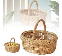 Petite boîte de rangement alimentaire en osier avec poignée - Décoration pour mariage, jardin et maison - 18,8 x 20,3 x 7,6 cm - Kaki - 23 x 12 cm