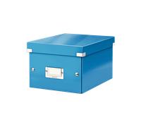 Leitz Boîte de rangement Click & Store, Petit format A5 (22 x 16 x 28,2 cm), pour l'organisation des objets de la maison et du bureau, Montage bouton pression, En carton recyclé à 84%, Bleu, 60430036