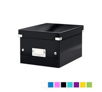 Leitz Boîte de rangement Click & Store, Petit format A5 (22 x 16 x 28,2 cm), pour l'organisation des objets de la maison et du bureau, Montage bouton pression, En carton recyclé à 84%, Noir, 60430095