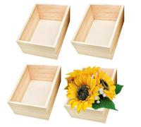 Petite Boite en Bois, 4 Pièces Petites Boîtes de Rangement Rectangulaire en Bois Brut, 15x10x6 cm Boite Rectangulaire Rustique Sans Couvercle, pour Travaux Manuels, Rangement à la Maison