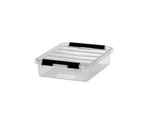 Petite Boîte en plastique plate 1 litre empilable - Clips Noirs