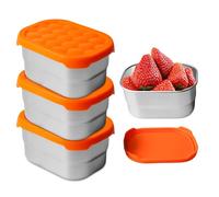 Petite Boite Inox Alimentaire,3 Pièces 230 ml Petites Boîtes En Acier Inoxydable,Boîte A Collation Anti-Fuite,Récipients De Collation En Acier Inoxydable Pour Collations,Fruits,Epices,Snacks,Salades