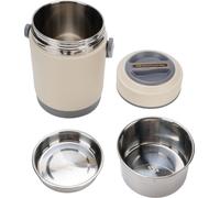 Petite boîte ? lunch ?lectrique 1.6L IPX5 ?tanch?it ? en acier inoxydable Doublure multifonctionnelle r?serve alimentaire portative pour le r��ro de r�sidence Voyage Beige