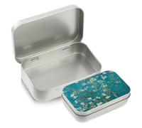 Petite Boîte Rectangulaire en Métal Argenté avec Couvercle, 9,4 x 6 x 2 cm, pour Bonbons, Bijoux, Artisanat, Comprimés de Vitamines, Biscuits, Pièces de Monnaie