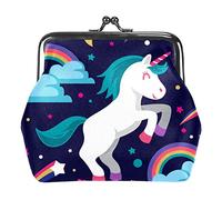 Petite Boucle Porte-Monnaie Arc-en-Ciel Dessin animé Licorne étoiles lunes Pochette Fermoir à Fermeture à glissière Changer Porte-Monnaie Portefeuilles