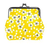 Petite Boucle Porte-Monnaie Blossom Motif sans Couture sur Fond Jaune Pochette Kiss-Lock Fermoir Changement Porte-Monnaie Portefeuilles