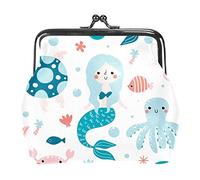 Petite Boucle Porte-Monnaie mer sirène Pieuvre Mignon Motif Pochette Fermoir à Fermeture à glissière Changer Porte-Monnaie Portefeuilles
