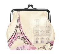 Petite Boucle Porte-Monnaie Vintage rétro Paris Tour Eiffel Pochette de vélo Fermoir à Fermeture à glissière Porte-Monnaie Portefeuilles