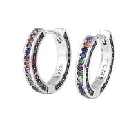 Petite boucles d'oreilles créoles arc-en-ciel colorées en argent sterling 925 avec zircone cubique multicolore pour femmes filles